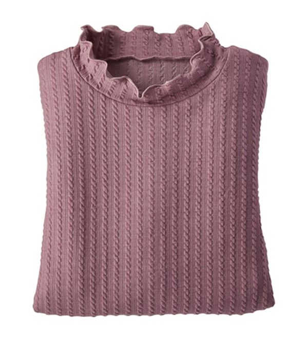 BELLUNA（ベルーナ）の「フリル衿ジャカードプルオーバー（カットソー）」｜ローズ