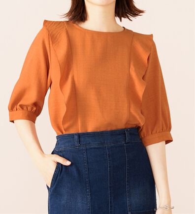 BELLUNA（ベルーナ）の「麻調合繊フリルデザインブラウス（ブラウス）」