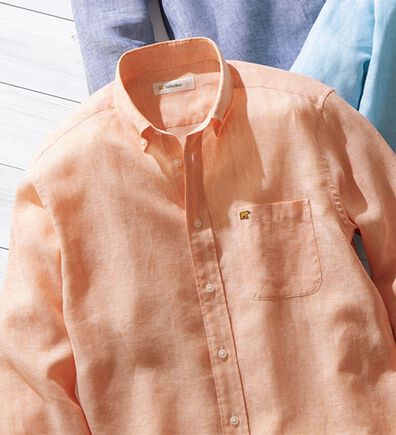 「＜ゴールデンベア＞フレンチリネン１００％イージーケアシャツ（メンズシャツ）」