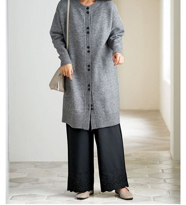 BELLUNA（ベルーナ）の「【２本組】裾レースワイドパンツ（フルレングスパンツ）」｜詳細画像