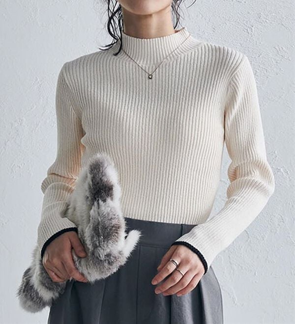 RANAN（ラナン）の「もちもちリブパイピングハイネックニット（ニット・セーター）」｜詳細画像