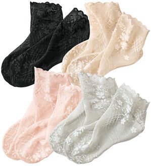 LAVIENNE（ラヴィエンヌ）の「【４足組】涼やかレースソックス（靴下・ストッキング）」｜4足組