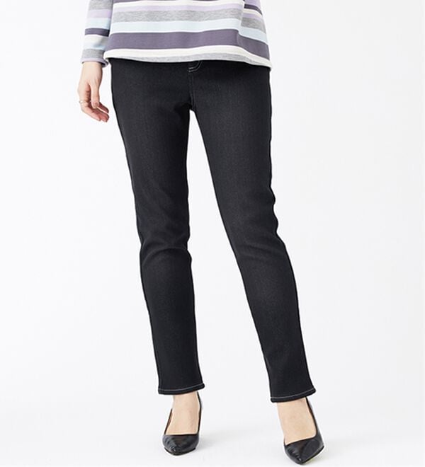 BELLUNA（ベルーナ）の「裏ベロアストレッチデニムパンツ（フルレングスパンツ）」｜詳細画像