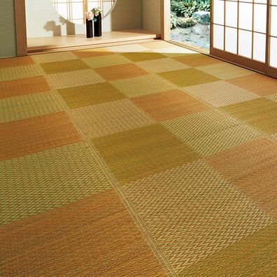 「格子柄い草上敷「ピーア」（い草ラグ）」