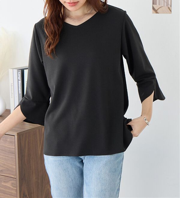 ♬さん専用 ひんやりランダムテレコチューリップ袖Tブラウス[品番