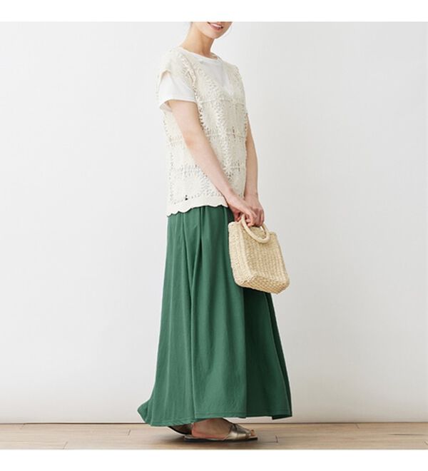 Viola e Viola（ヴィオラ エ ヴィオラ）の「【接触冷感機能付】ひんやり冷感ギャザーフレアースカート（ロングスカート）」｜詳細画像