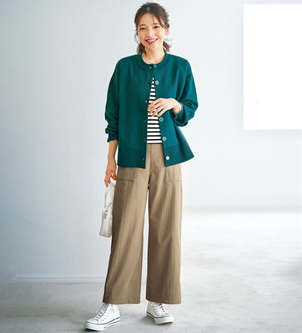 BELLUNA（ベルーナ）の「《快適Ｌａｂ．》洗える！軽い！配色使いニットカーディガン（ニットカーディガン）」｜詳細画像