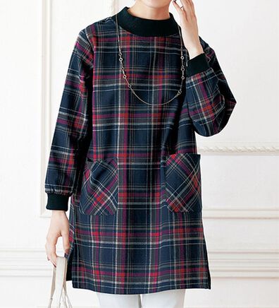 BELLUNA（ベルーナ）の「便利であたたか！リブ付チェック柄チュニック（チュニック）」