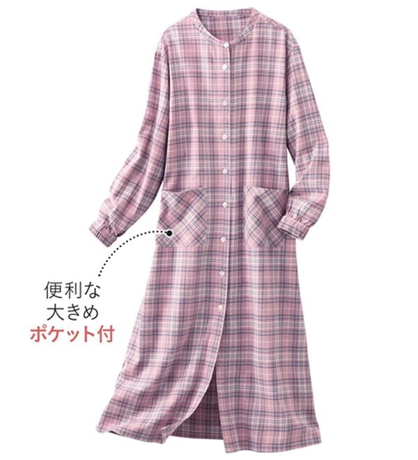 「綿１００％ふんわり柔か微起毛ルームワンピ（パジャマ・ルームウェア）」｜詳細画像