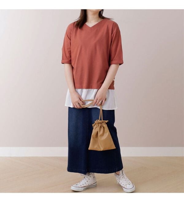 BELLUNA（ベルーナ）の「かのこ素材裾ボタン重ね着風チュニック（チュニック）」｜詳細画像