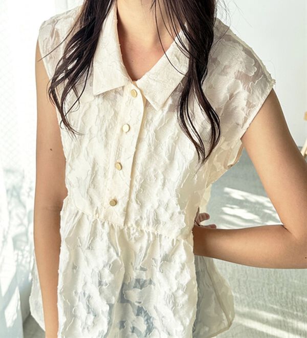 GeeRA（ジーラ）の「シアージャカードペプラムブラウス（ブラウス）」｜詳細画像