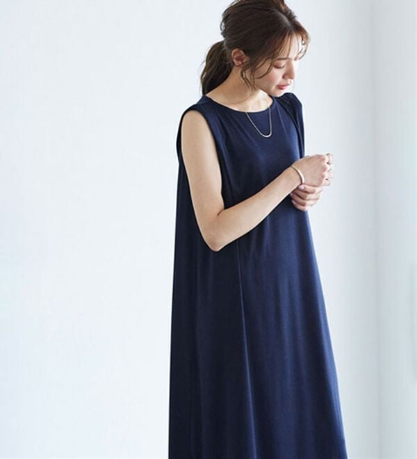 Pierrot（ピエロ）の「タックスリーブロングワンピース（ロングワンピース）」｜詳細画像