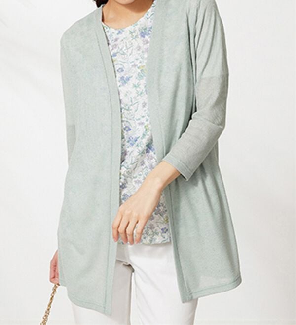 BELLUNA（ベルーナ）の「上品レース花柄プリントカーディガンアンサンブル（アンサンブル）」｜ミント系