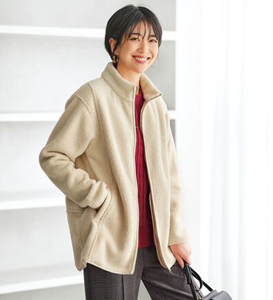 BELLUNA（ベルーナ）の「裏フリースボア素材スタンドネックブルゾン（ブルゾン）」