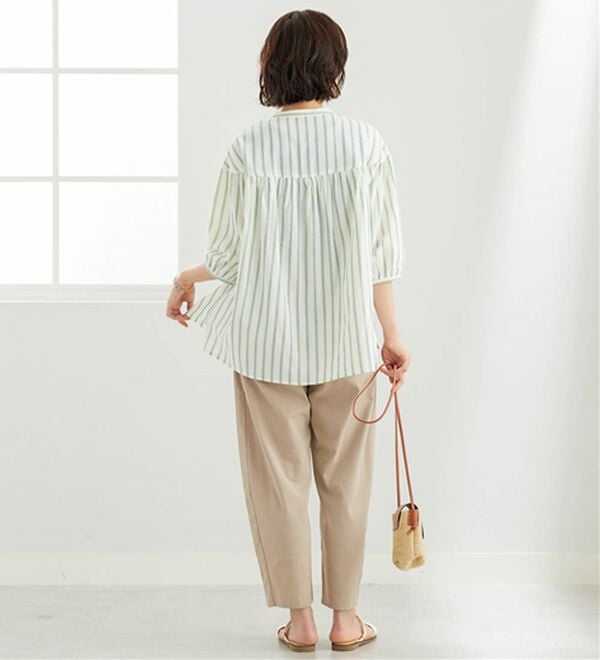 BELLUNA（ベルーナ）の「ダブルガーゼ素材切替デザインブラウス（ブラウス）」｜詳細画像