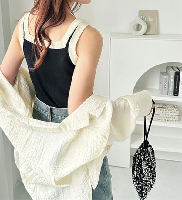 GeeRA（ジーラ）の「２ＷＡＹ配色ニットタンクトップ（ニット・セーター）」｜詳細画像