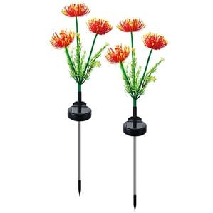 「ソーラーライト華やぎフラワー２本組（ガーデニング・園芸用品）」｜オレンジ