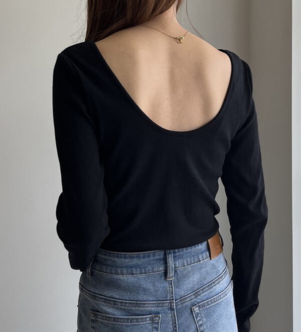 GeeRA（ジーラ）の「バックオープンリブトップス（カットソー）」｜詳細画像