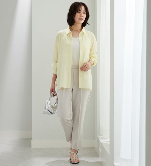 BELLUNA（ベルーナ）の「【選べる2丈】メランジストレッチ素材テーパードパンツ（テーパードパンツ）」｜詳細画像