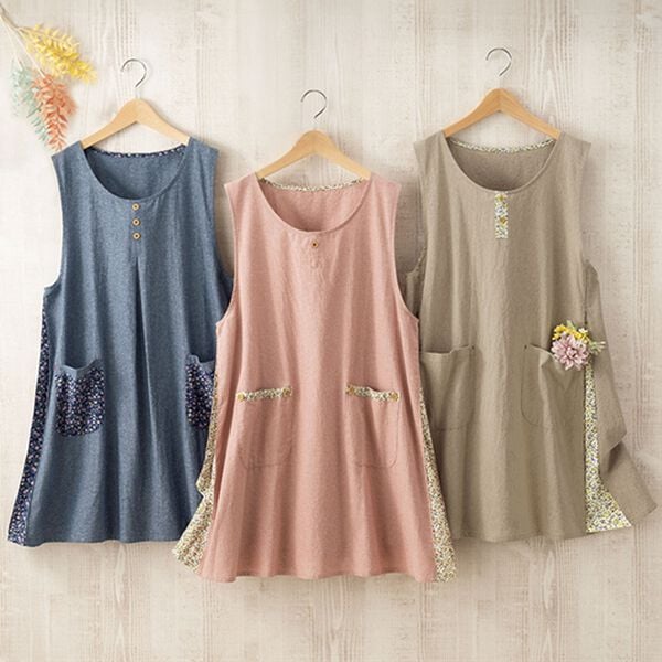 ルフラン（ルフラン）の「【３色組】毎日を彩る♪小花チュニックエプロン（エプロン）」｜3色組
