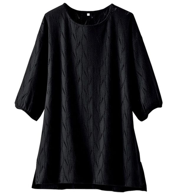 BELLUNA（ベルーナ）の「ストレッチレース素材ふんわり袖チュニック（チュニック）」｜黒