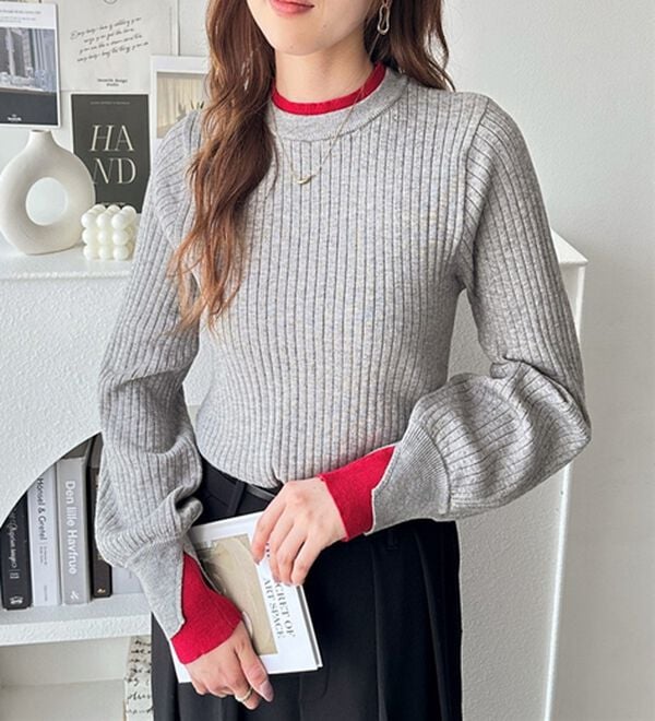 GeeRA（ジーラ）の「【再入荷】レイヤード風モチっと柔らかリブニット（ニット・セーター）」｜詳細画像