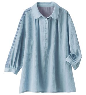 BELLUNA（ベルーナ）の「暑い夏に着たい！涼やか綿１００％ブラウス（ブラウス）」｜サックス