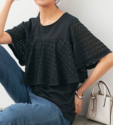 BELLUNA（ベルーナ）の「脱Ｔシャツ！レースデザインプルオーバー（カットソー）」