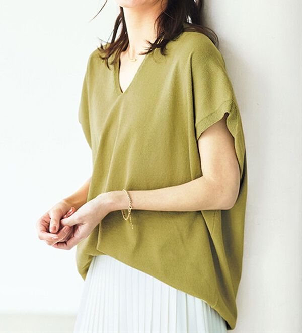 BELLUNA（ベルーナ）の「エコニットフレンチスリーブプルオーバー（ニット・セーター）」｜詳細画像