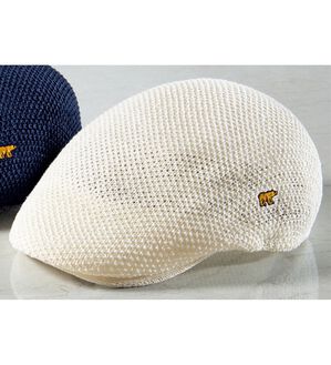 「＜ゴールデンベア＞こだわりの麻混ワッフルハット　ハンチング（メンズ帽子）」｜ホワイト