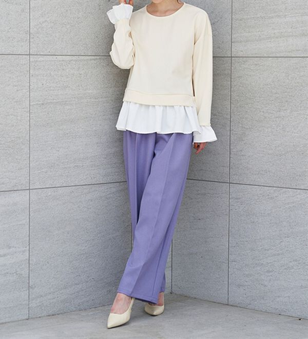 RANAN（ラナン）の「＜ＨＳ＞重ね着風配色フリルプルオーバー（カットソー）」｜詳細画像