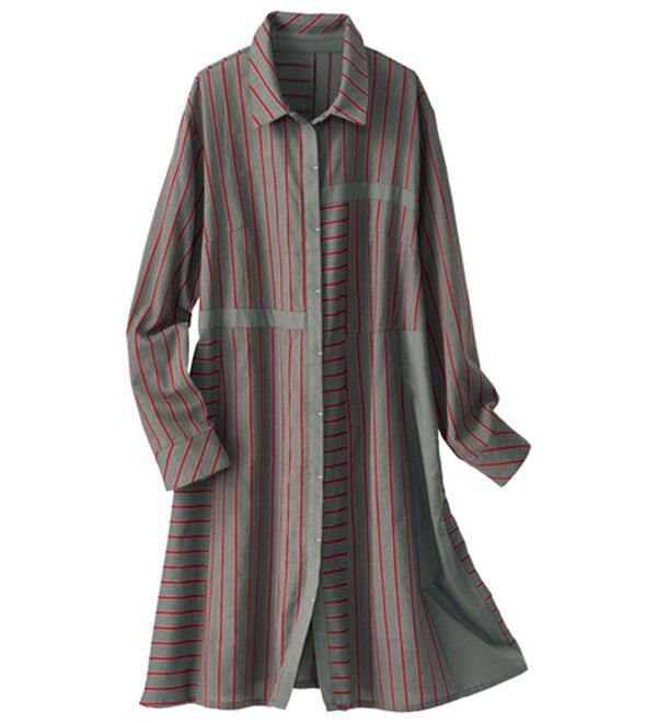 BELLUNA（ベルーナ）の「ランダムストライプ切替フレアーチュニック（チュニック）」｜詳細画像