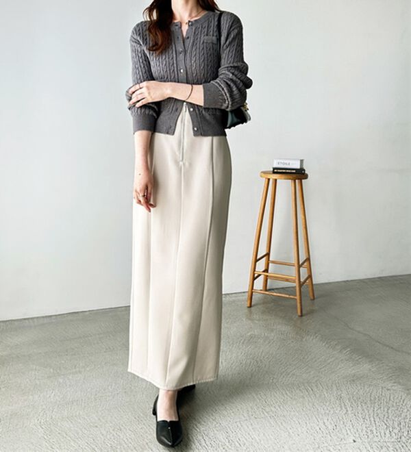 GeeRA（ジーラ）の「ＯＮ／ＯＦＦ使える！フロントファスナースカート（ロングスカート）」｜詳細画像