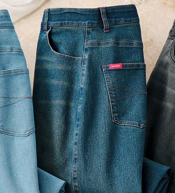 ルフラン（ルフラン）の「旬顔で楽ちん。カーブデニムパンツ（フルレングスパンツ）」｜オーバーダイ