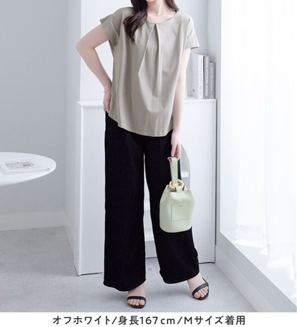 alotta（アロッタ）の「ひんやりタックデザインＴシャツ（カットソー）」｜詳細画像