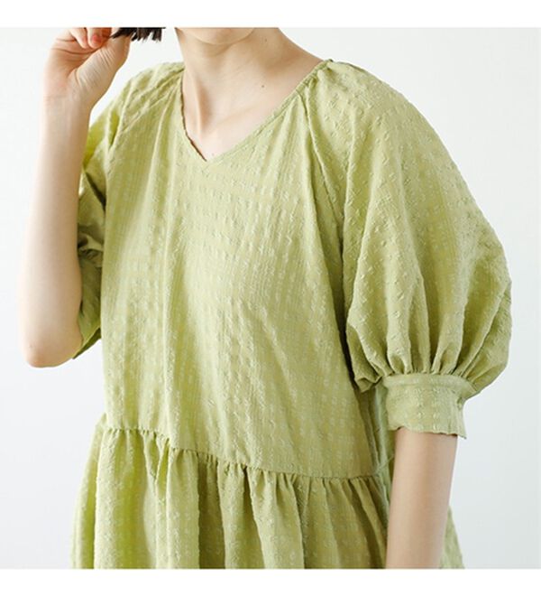 GeeRA（ジーラ）の「ワッシャー素材パフスリーブワンピース（その他ワンピース）」｜詳細画像