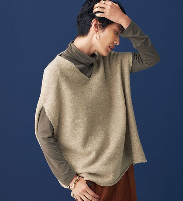 BELLUNA（ベルーナ）の「インナーに合わせるウール入りニットベスト（ベスト）」｜詳細画像