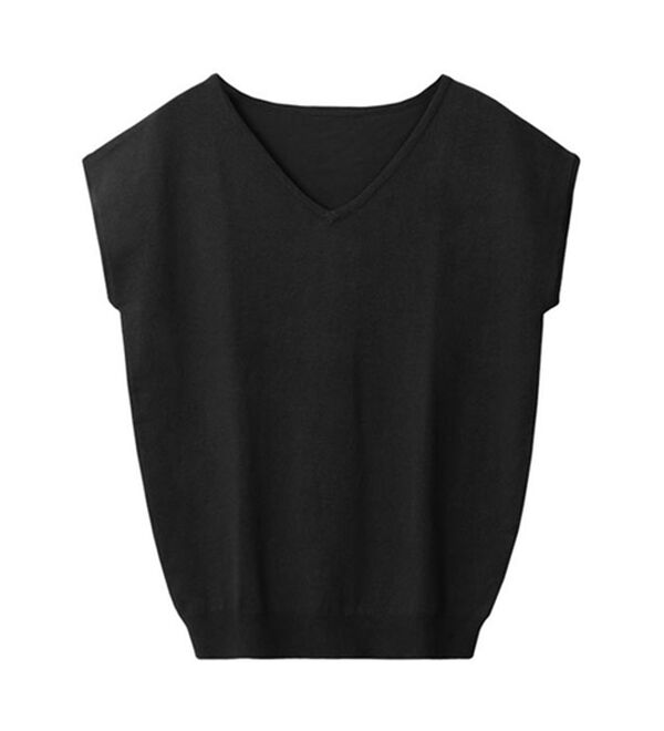 Pierrot（ピエロ）の「【選べる２ネック】シルクタッチフレンチスリーブニット（ニット・セーター）」｜詳細画像