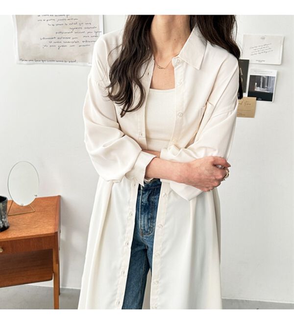 GeeRA（ジーラ）の「スリット入りロングシャツワンピース（シャツワンピース）」｜詳細画像