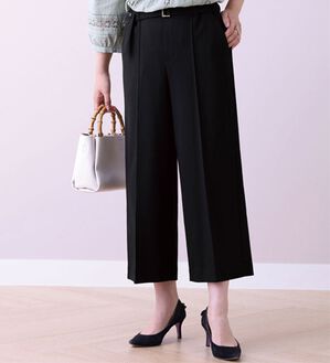 BELLUNA（ベルーナ）の「ストレッチ素材ワイドパンツ（ワイドパンツ・ガウチョ）」｜黒