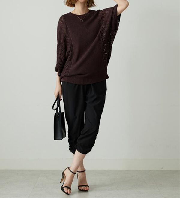 BELLUNA（ベルーナ）の「透かし編ドルマンニットプルオーバー（ニット・セーター）」｜詳細画像