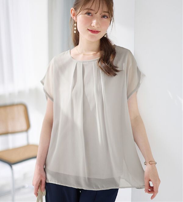 alotta（アロッタ）の「【接触冷感】機能付インナーシフォンブラウス（ブラウス）」｜詳細画像