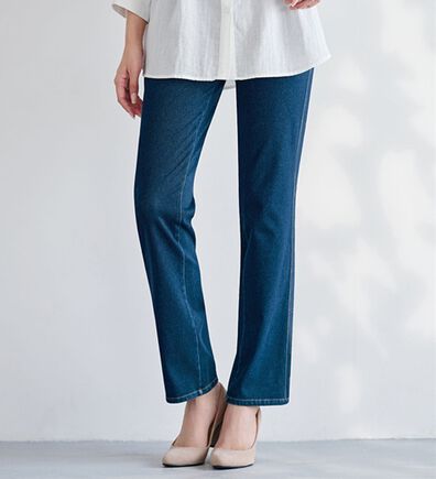 BELLUNA（ベルーナ）の「【選べる裏側】ぐん伸びニットデニムパンツ（フルレングスパンツ）」