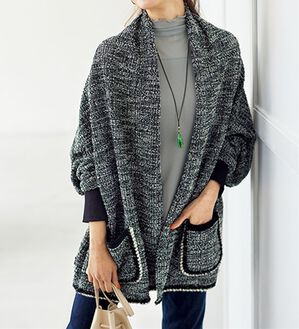 BELLUNA（ベルーナ）の「温度調整にも！アウター代わりにさっと羽織れるツイード調カーディガン（その他カーディガン）」｜黒系