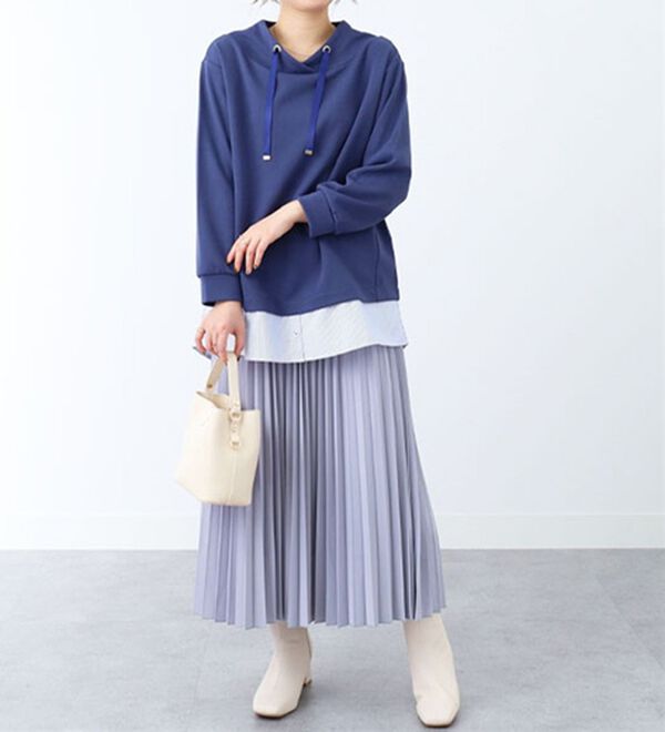 BELLUNA（ベルーナ）の「ワイドネックデザインシャツ切替チュニック（チュニック）」｜詳細画像