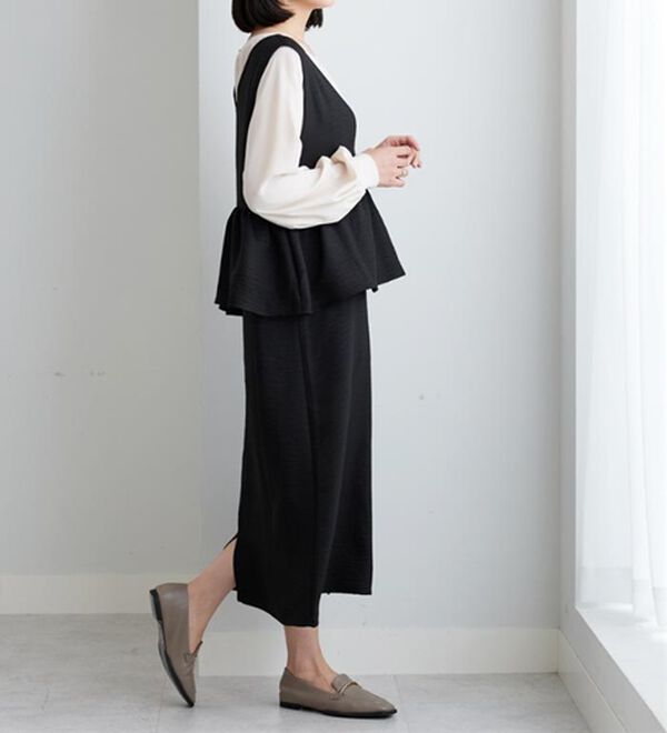 BELLUNA（ベルーナ）の「体型カバー！ペプラムジャンパースカート（ジャンパースカート）」｜詳細画像