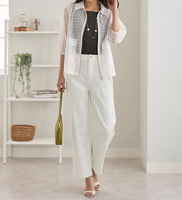 BELLUNA（ベルーナ）の「ヒンヤリ冷感！ライトオンスジーンズ（ワイド）（ワイドパンツ・ガウチョ）」｜詳細画像