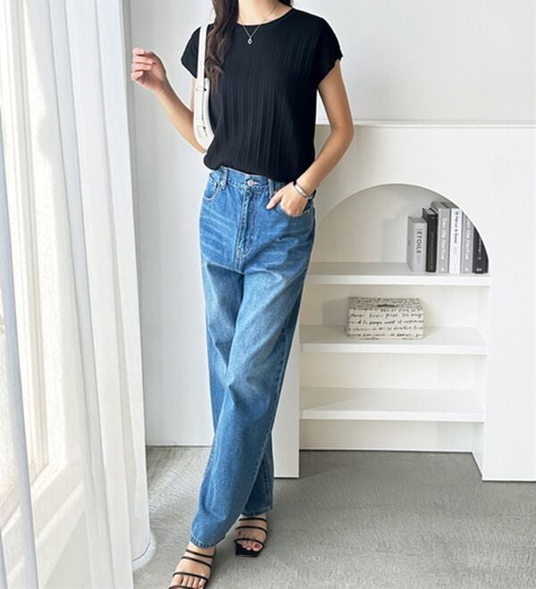 GeeRA（ジーラ）の「プリーツ編フレンチスリーブリブトップス（ニット・セーター）」｜詳細画像