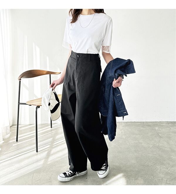 GeeRA（ジーラ）の「コットンワイドベイカーパンツ（フルレングスパンツ）」｜詳細画像