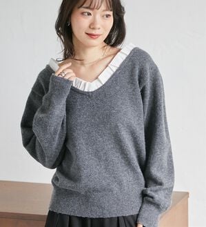RANAN（ラナン）の「配色フリル衿ニット（ニット・セーター）」｜詳細画像